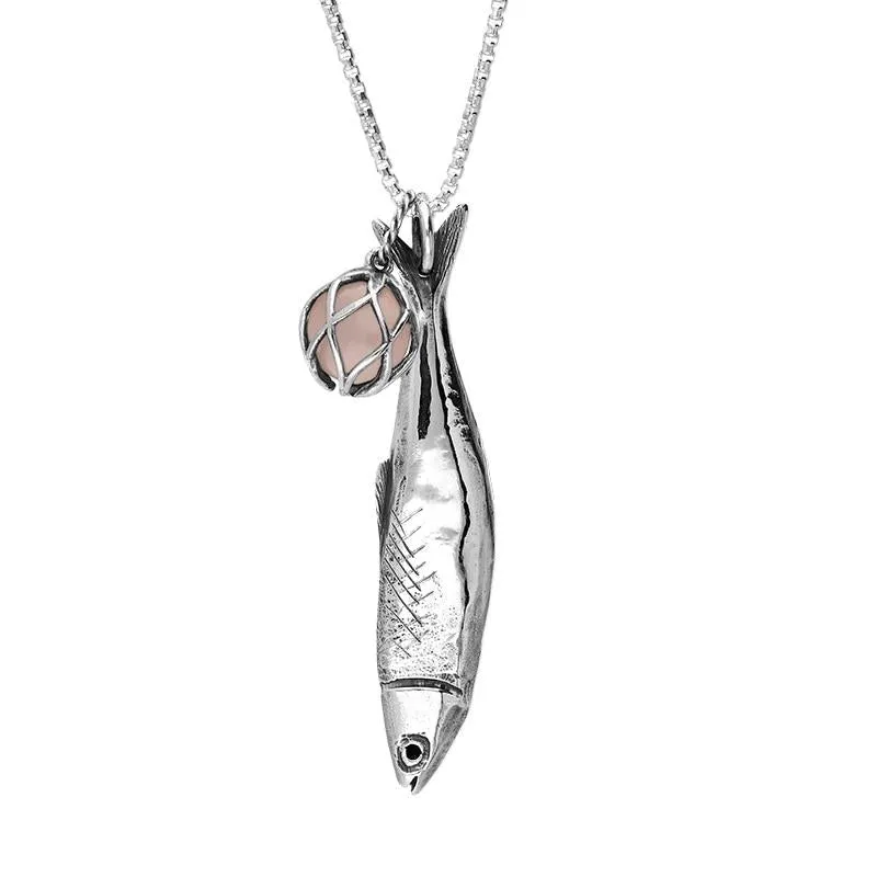 Sterling Silver Whitby Jet Emma Stothard Silver Darling Rose Quartz Float Charm Necklace sold by Jura Watches