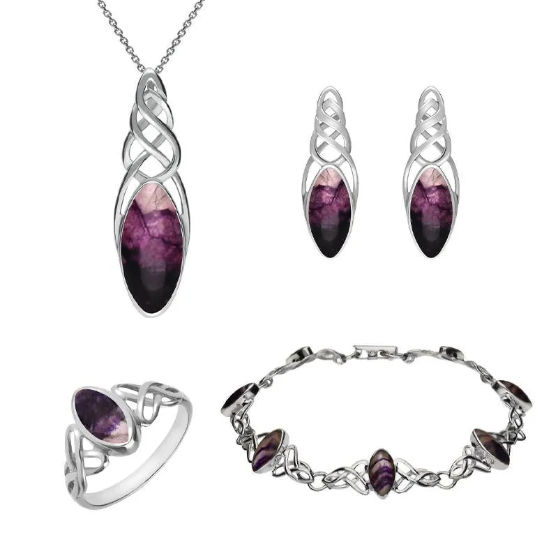 Sterling Silver Blue John Celtic Marquise Piece Set sold by Jura Watches