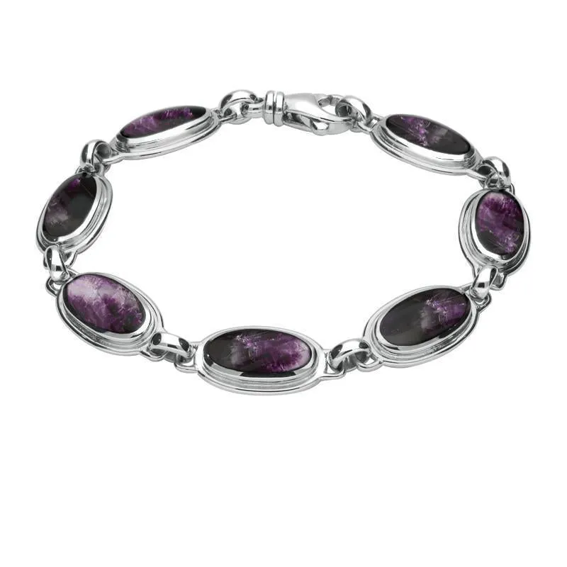 Sterling Silver Blue John Ribbed Oval Four Piece Set sold by Jura Watches product image thumbnail 3