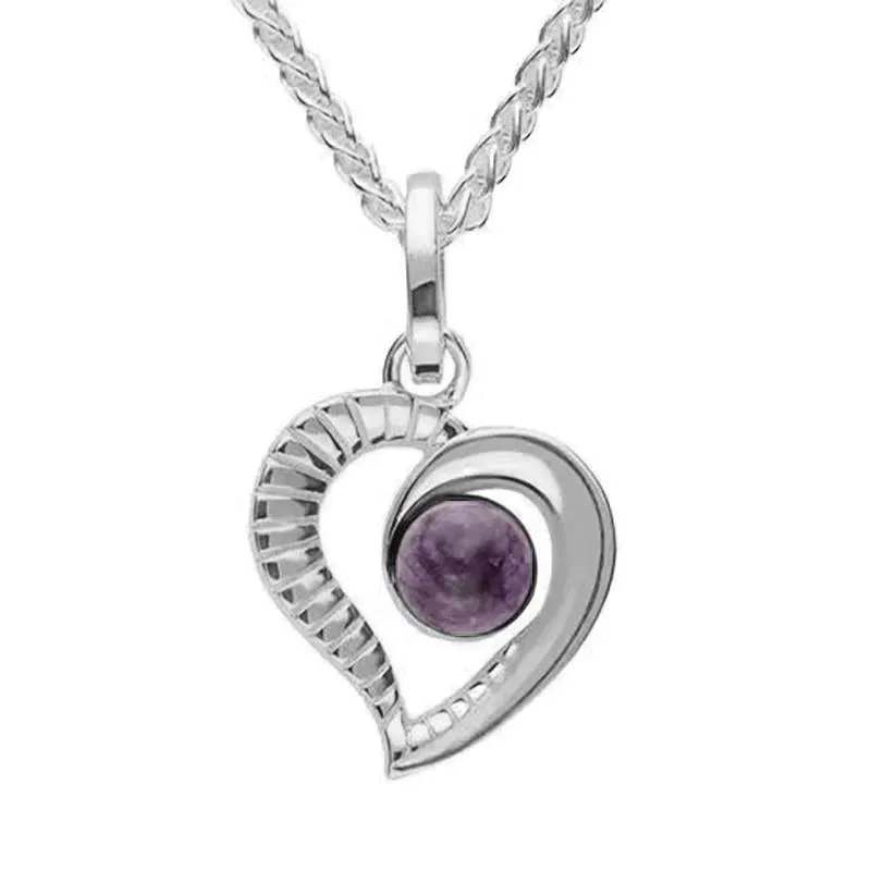 Sterling Silver Blue John Half Ridged Heart Necklace sold by Jura Watches