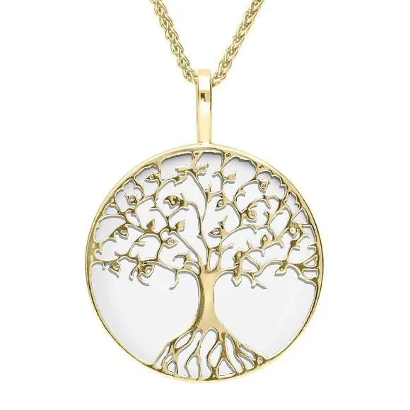 9ct Yellow Gold Bauxite Round Tree Of Life Necklace sold by Jura Watches
