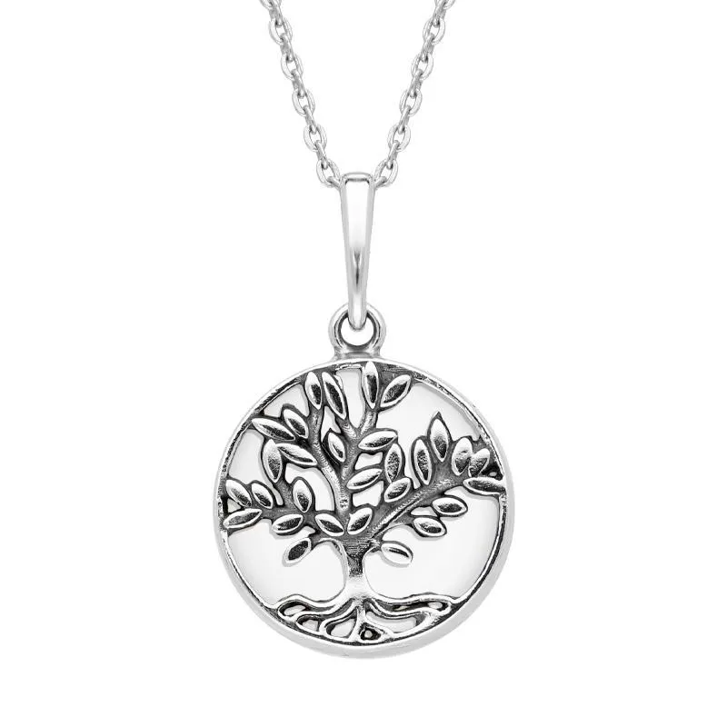 Sterling Silver Bauxite Small Round Large Leaves Tree of Life Necklace sold by Jura Watches
