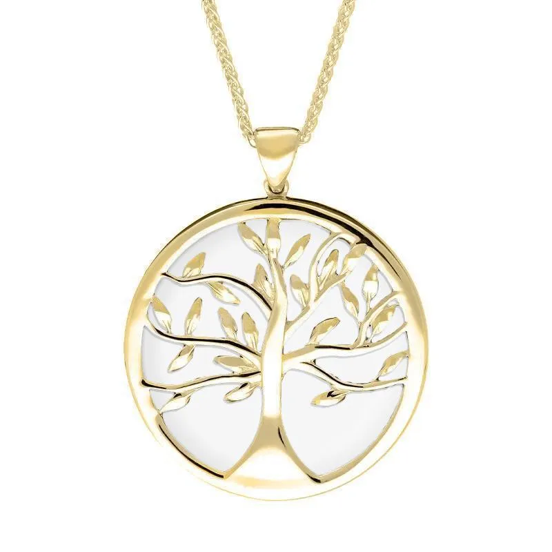 9ct Yellow Gold Bauxite Large Round Tree of Life Necklace sold by Jura Watches