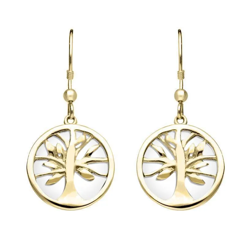 9ct Yellow Gold Bauxite Round Tree of Life Drop Earrings sold by Jura Watches