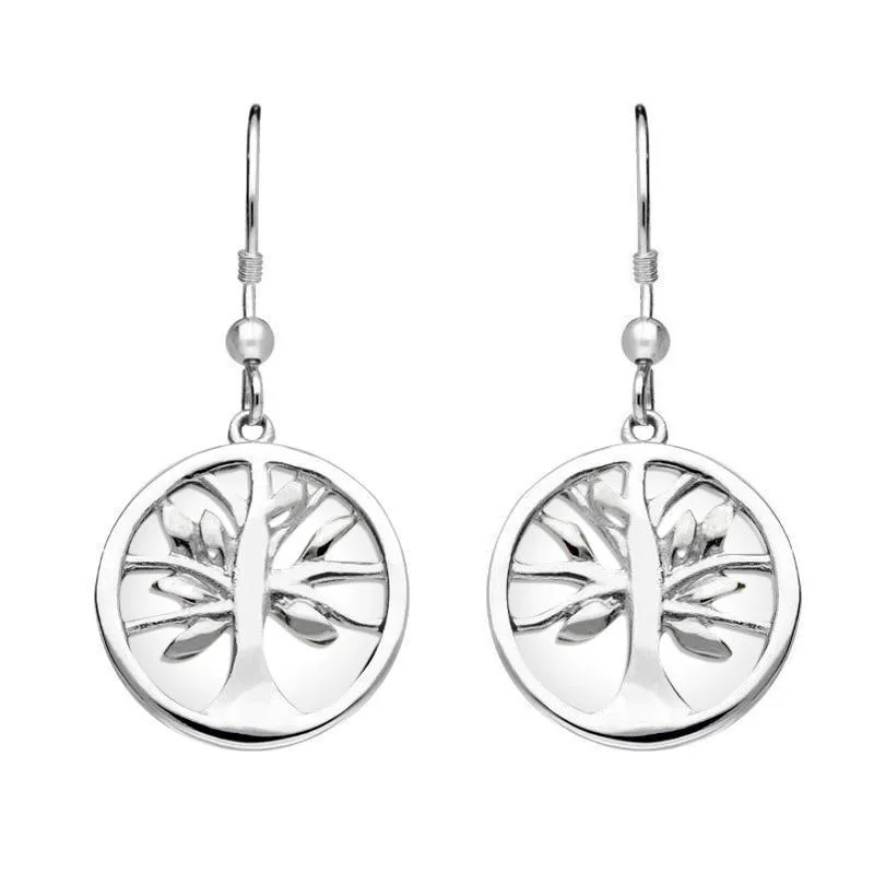 Sterling Silver Bauxite Round Tree of Life Drop Earrings sold by Jura Watches