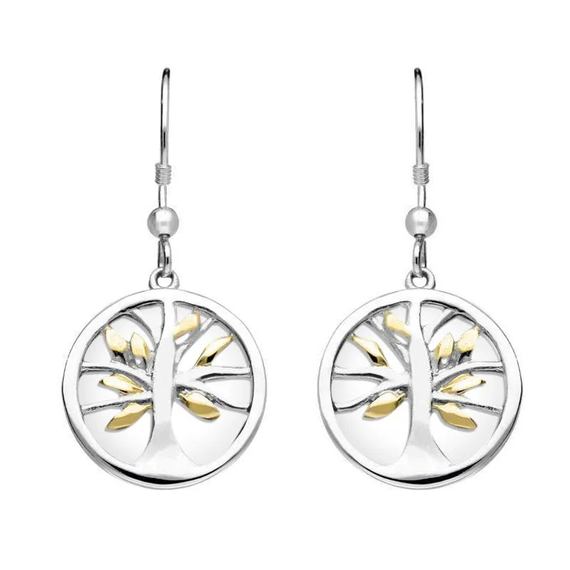 Sterling Silver Gold Plate Bauxite Round Tree of Life Drop Earrings sold by Jura Watches