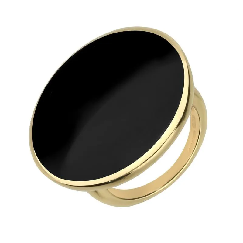 18ct Yellow Gold Whitby Jet Round Ring sold by Jura Watches