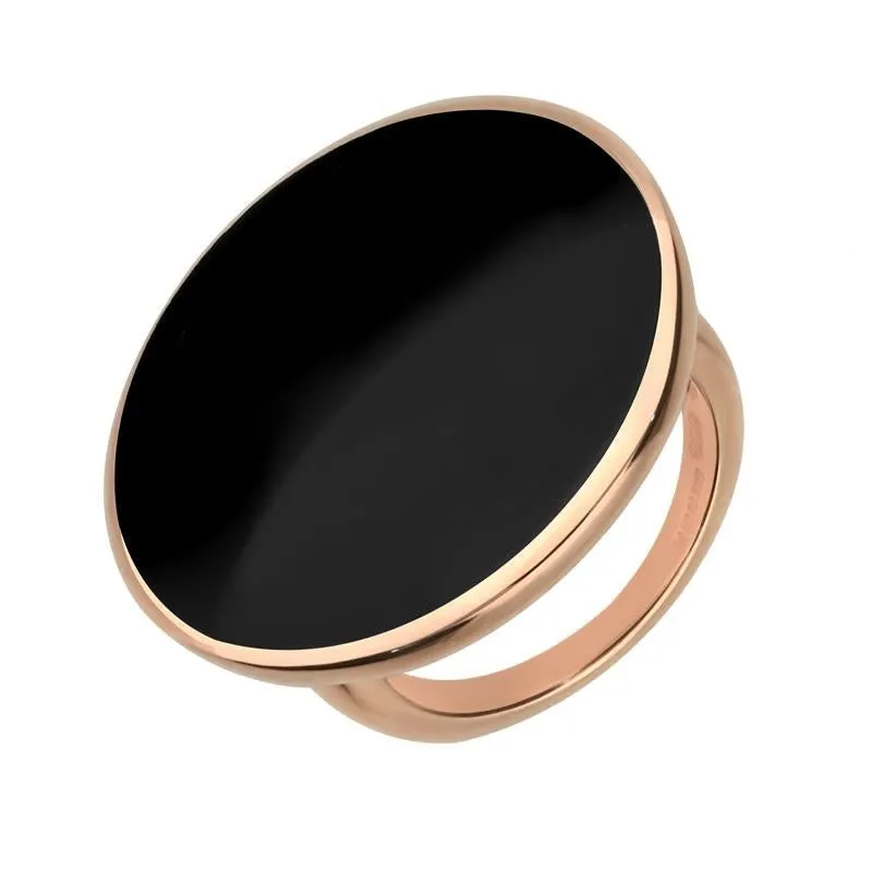 18ct Rose Gold Whitby Jet Round Ring sold by Jura Watches