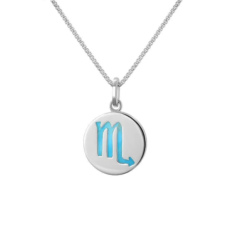 Sterling Silver Turquoise Zodiac Scorpio Round Necklace sold by Jura Watches