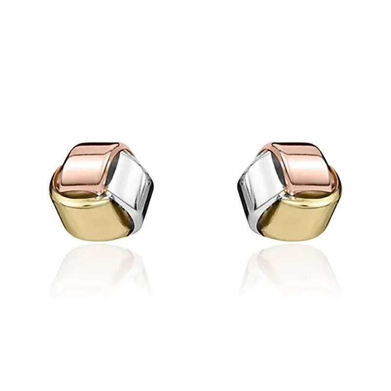 9ct Yellow Rose and White Gold 9mm Looped Knot Stud Earrings sold by Jura Watches