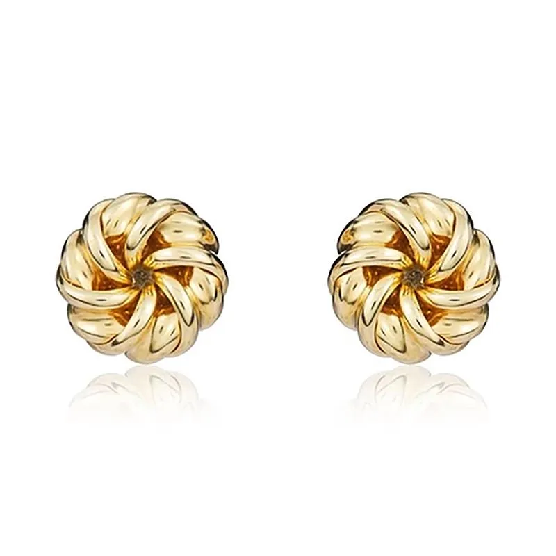 9ct Yellow Gold 7.5mm Looped Knot Stud Earrings sold by Jura Watches