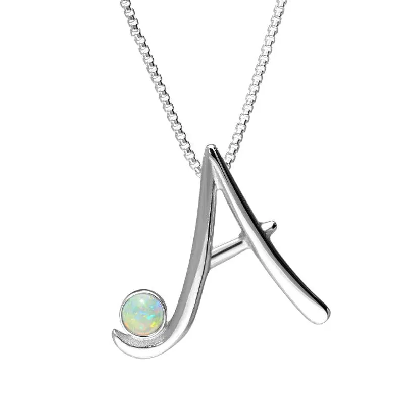 Sterling Silver Opal Love Letters Initial A Necklace sold by Jura Watches