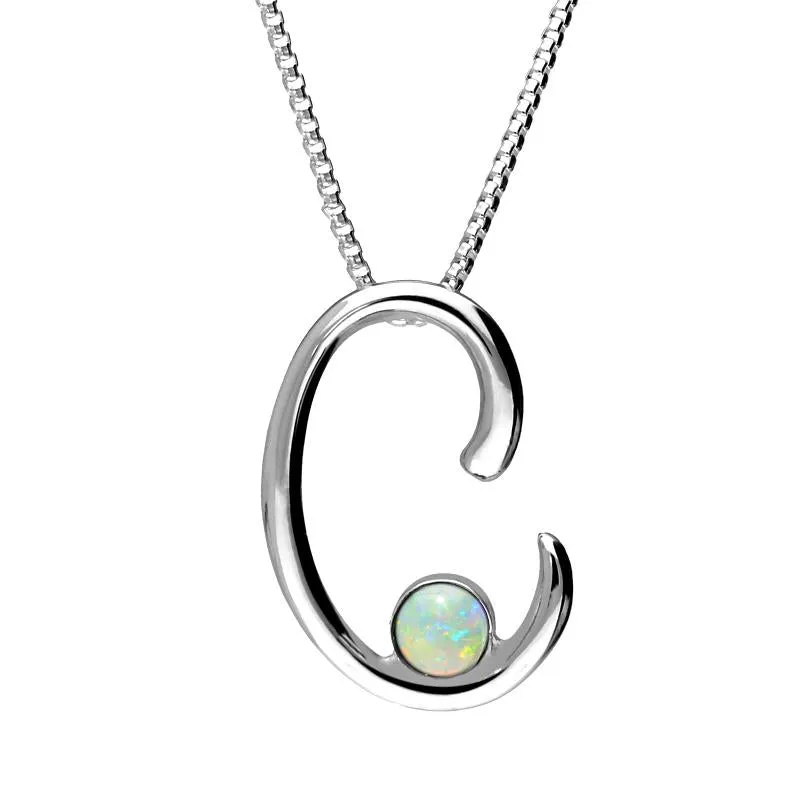 Sterling Silver Opal Love Letters Initial C Necklace sold by Jura Watches