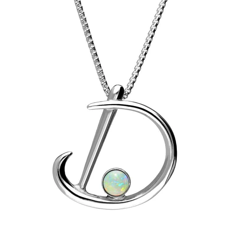 Sterling Silver Opal Love Letters Initial D Necklace sold by Jura Watches