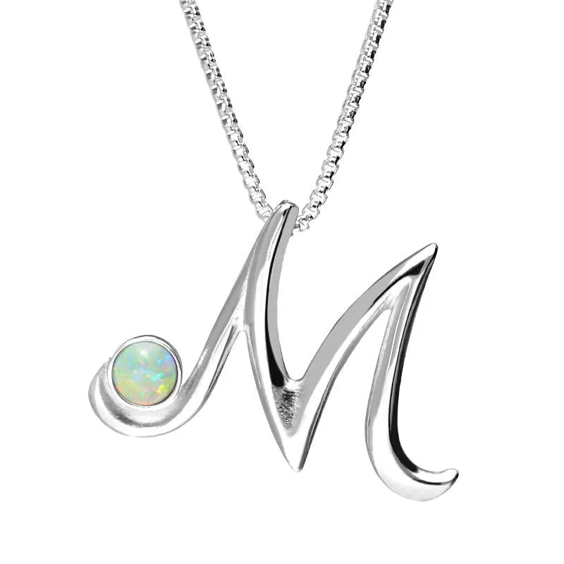 Sterling Silver Opal Love Letters Initial M Necklace sold by Jura Watches