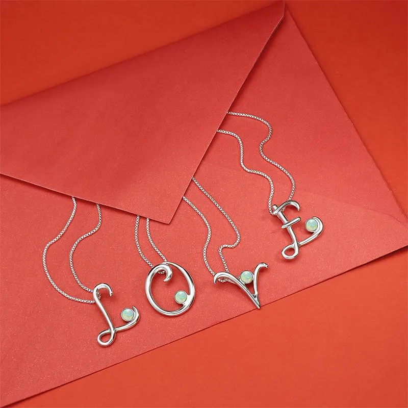 Sterling Silver Opal Love Letters Initial N Necklace sold by Jura Watches product image thumbnail 2