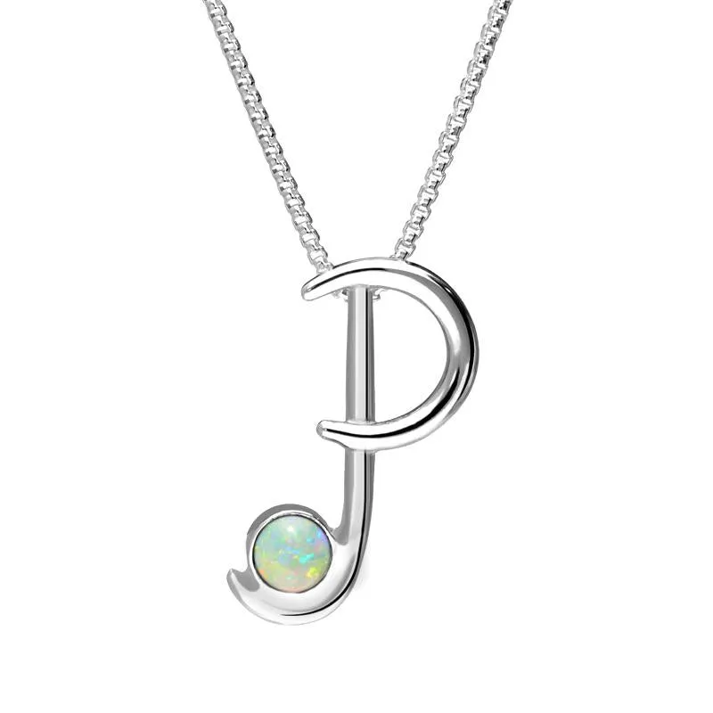 Sterling Silver Opal Love Letters Initial P Necklace sold by Jura Watches