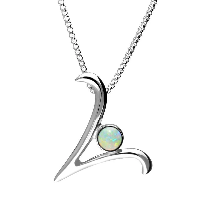 Sterling Silver Opal Love Letters Initial V Necklace sold by Jura Watches