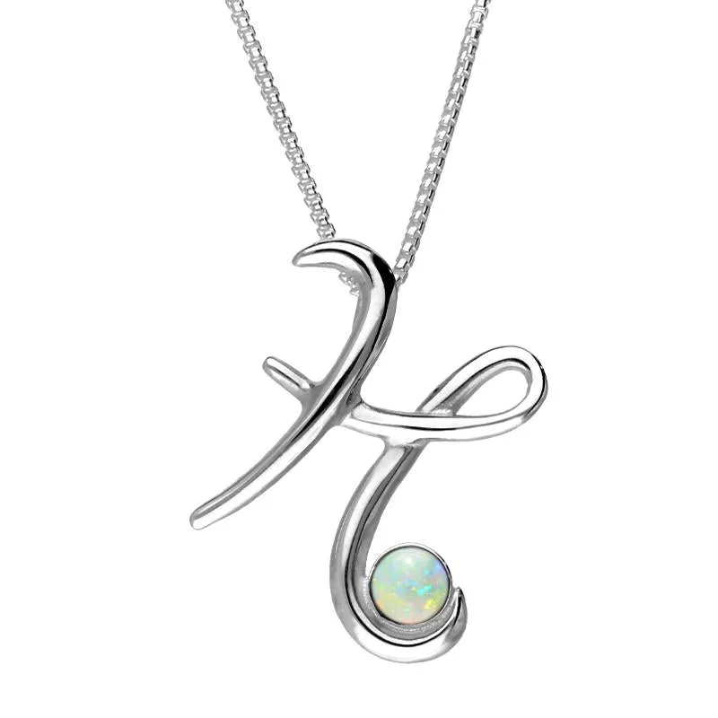 Sterling Silver Opal Love Letters Initial H Necklace sold by Jura Watches