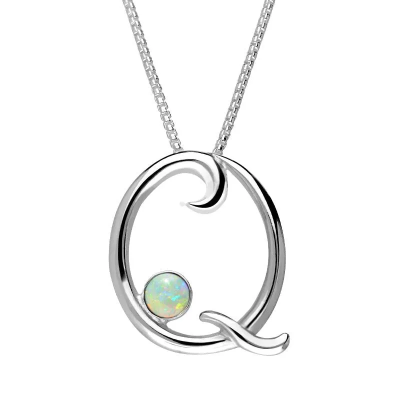 Sterling Silver Opal Love Letters Initial Q Necklace sold by Jura Watches