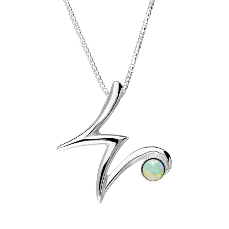 Sterling Silver Opal Love Letters Initial W Necklace sold by Jura Watches
