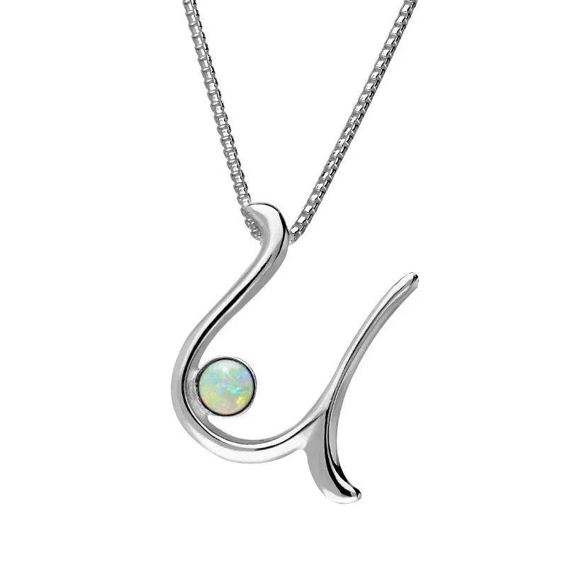 Sterling Silver Opal Love Letters Initial U Necklace sold by Jura Watches