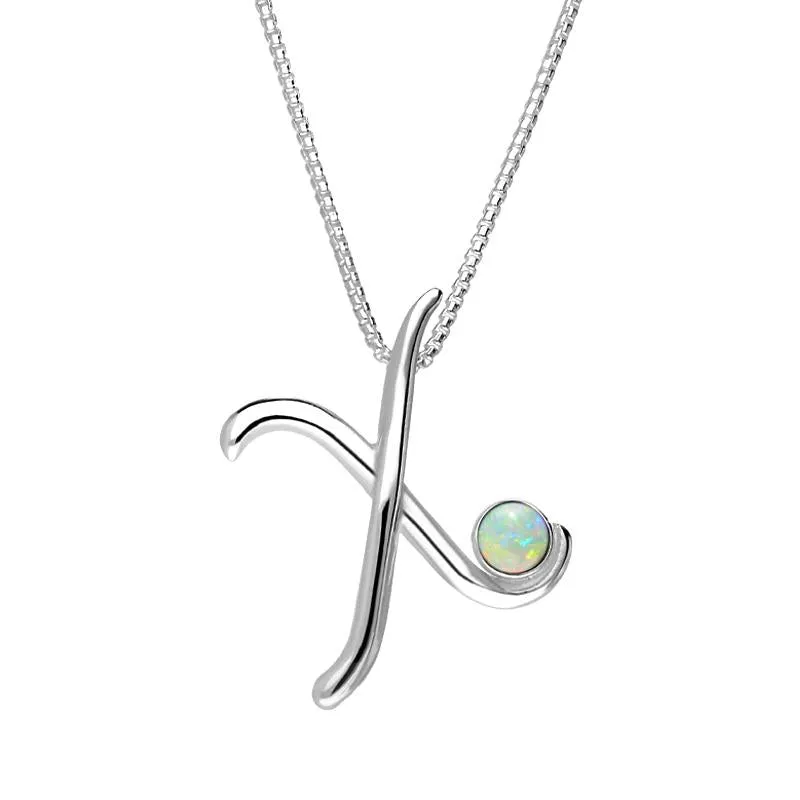 Sterling Silver Opal Love Letters Initial X Necklace sold by Jura Watches