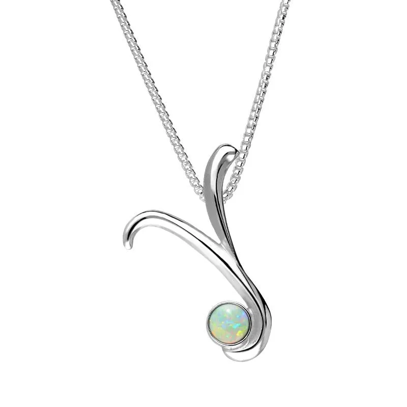 Sterling Silver Opal Love Letters Initial Y Necklace sold by Jura Watches
