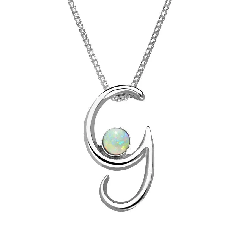 Sterling Silver Opal Love Letters Initial G Necklace sold by Jura Watches