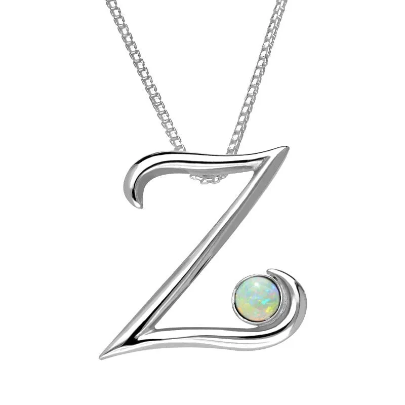 Sterling Silver Opal Love Letters Initial Z Necklace sold by Jura Watches