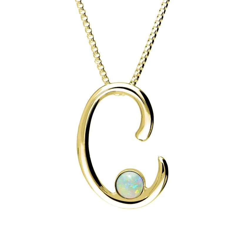 9ct Yellow Gold Opal Love Letters Initial C Necklace sold by Jura Watches