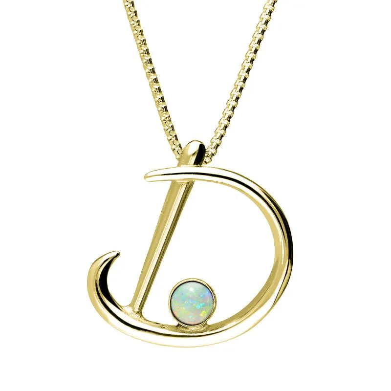 9ct Yellow Gold Opal Love Letters Initial D Necklace sold by Jura Watches