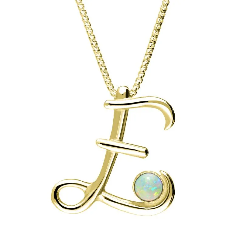 9ct Yellow Gold Opal Love Letters Initial E Necklace sold by Jura Watches