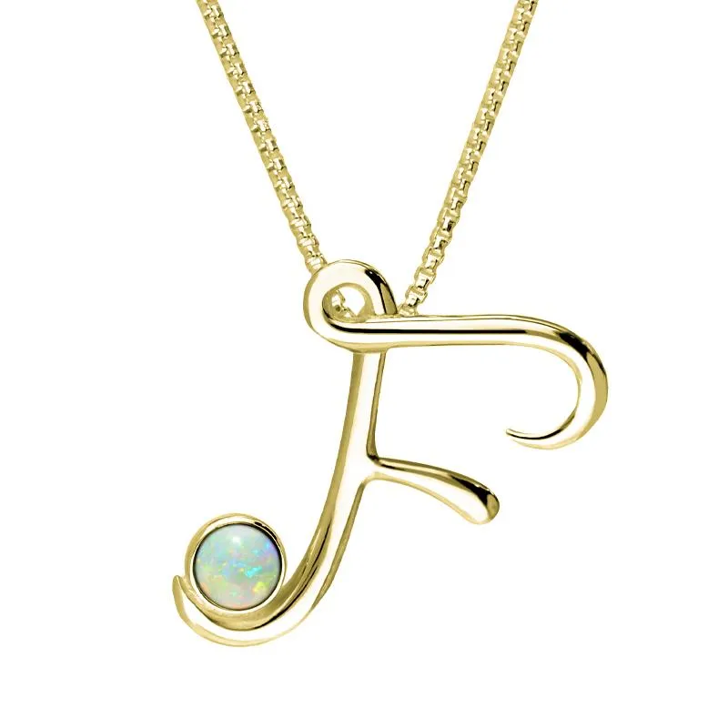 9ct Yellow Gold Opal Love Letters Initial F Necklace sold by Jura Watches