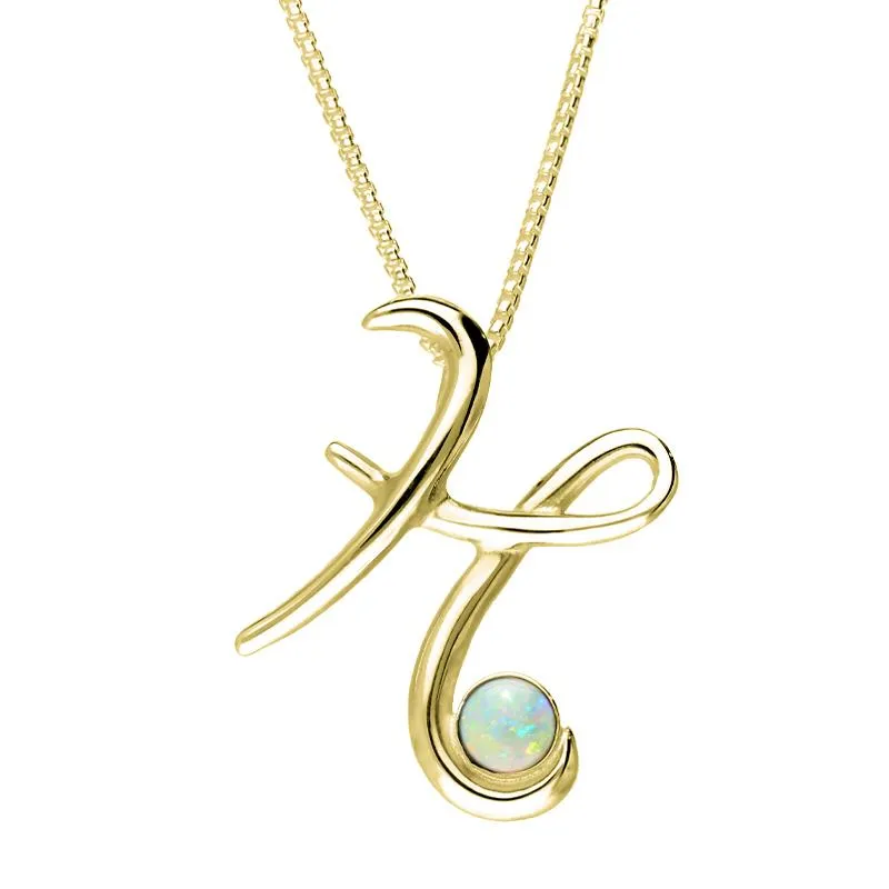 9ct Yellow Gold Opal Love Letters Initial H Necklace sold by Jura Watches