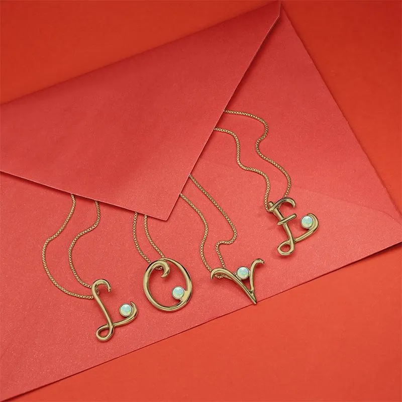 9ct Yellow Gold Opal Love Letters Initial H Necklace sold by Jura Watches product image thumbnail 2