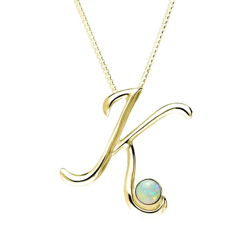 9ct Yellow Gold Opal Love Letters Initial K Necklace sold by Jura Watches