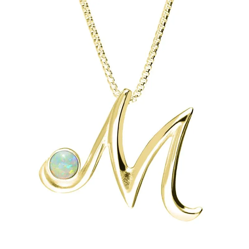 9ct Yellow Gold Opal Love Letters Initial M Necklace sold by Jura Watches