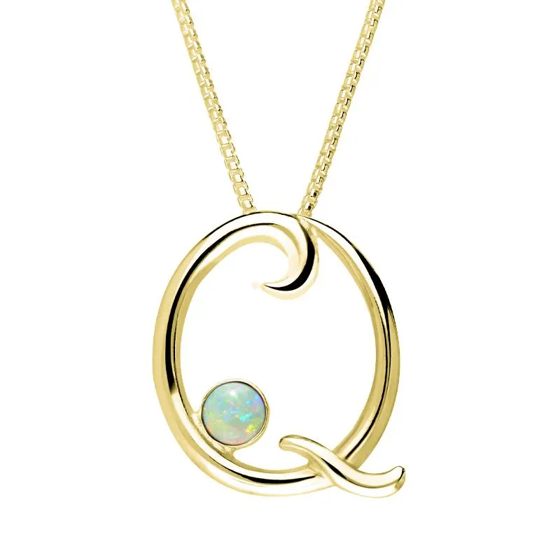 9ct Yellow Gold Opal Love Letters Initial Q Necklace sold by Jura Watches