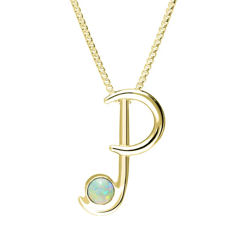 9ct Yellow Gold Opal Love Letters Initial P Necklace sold by Jura Watches