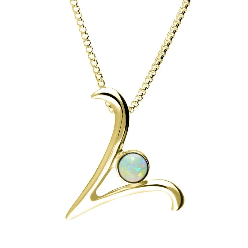 9ct Yellow Gold Opal Love Letters Initial V Necklace sold by Jura Watches