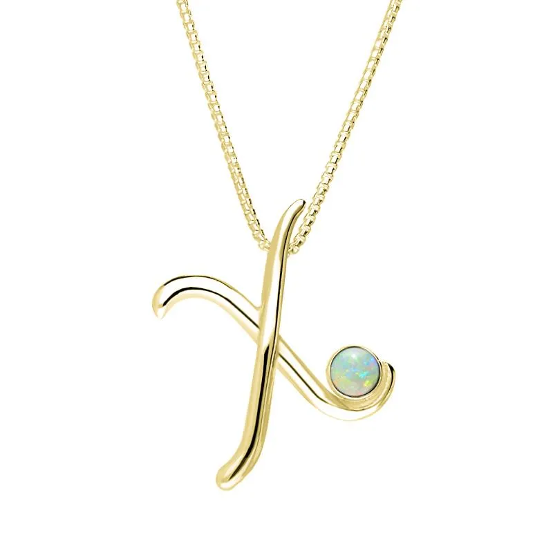 9ct Yellow Gold Opal Love Letters Initial X Necklace sold by Jura Watches
