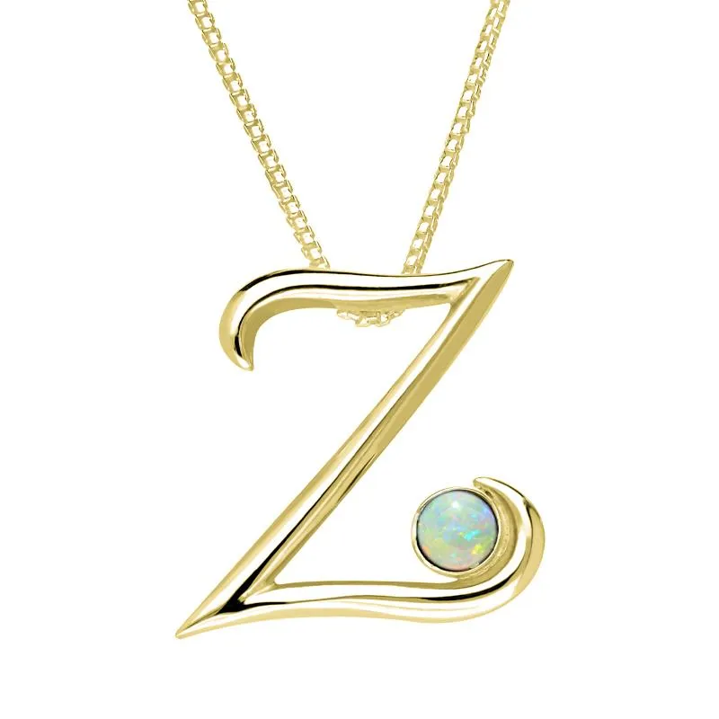 9ct Yellow Gold Opal Love Letters Initial Z Necklace sold by Jura Watches