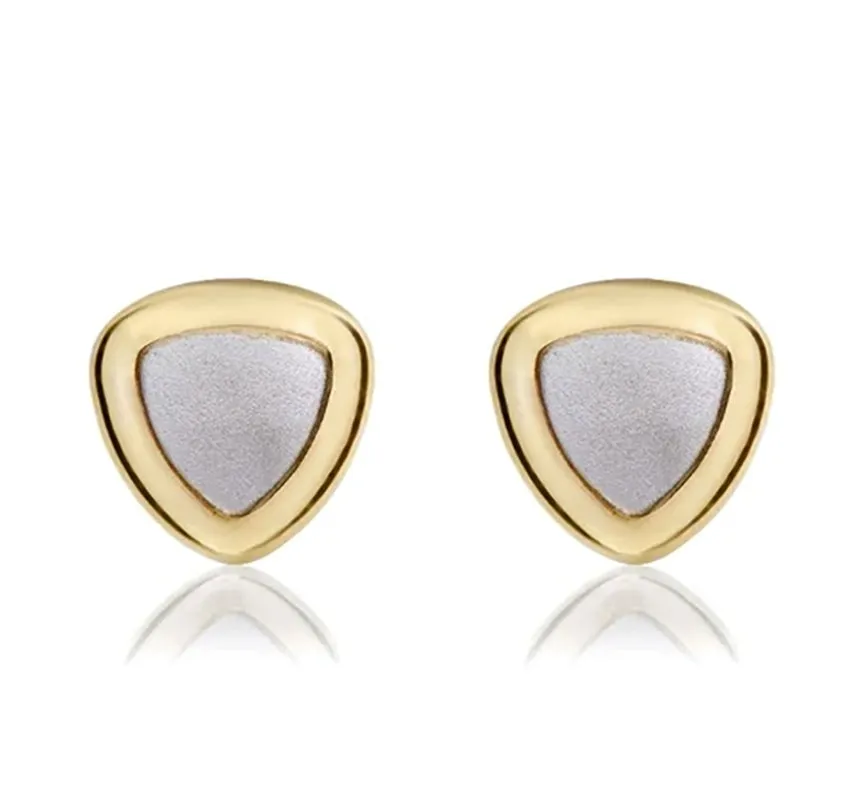 9ct Yellow and White Gold Triangle Stud Earrings sold by Jura Watches