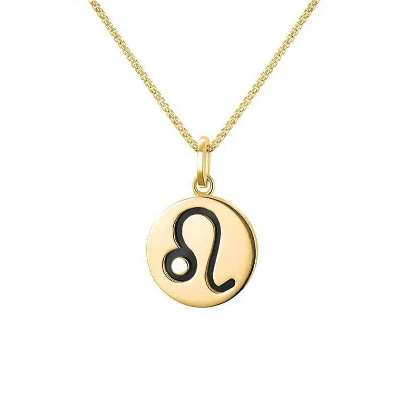 9ct Yellow Gold Whitby Jet Zodiac Leo Round Necklace sold by Jura Watches