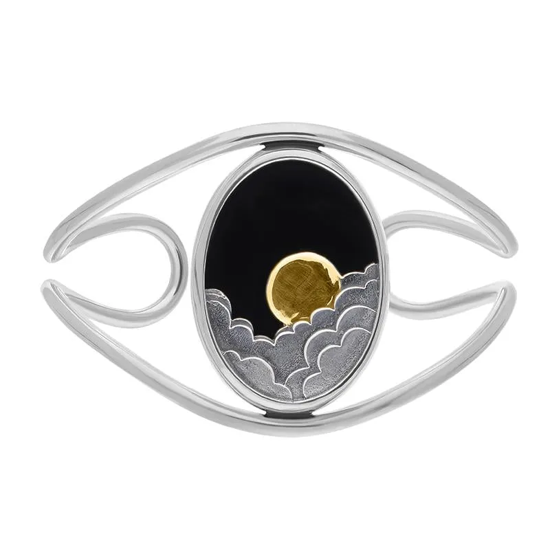 Sterling Silver and Yellow Gold Plated Whitby Jet Moon and Cloud Cuff Bangle sold by Jura Watches product image thumbnail 2