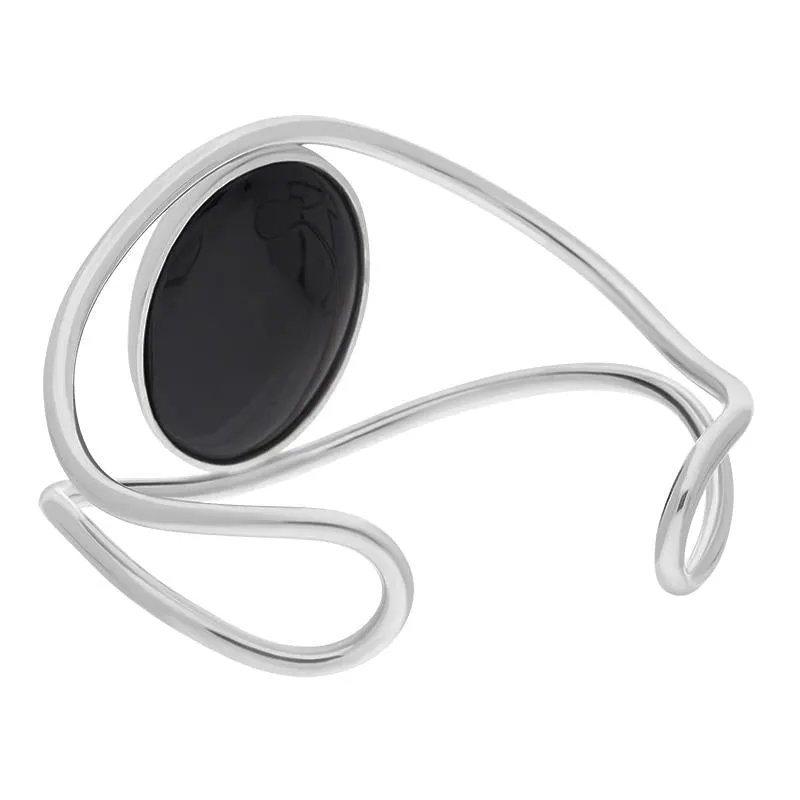 Sterling Silver Whitby Jet Gothic Moon and Cloud Cuff Bangle sold by Jura Watches product image thumbnail 3