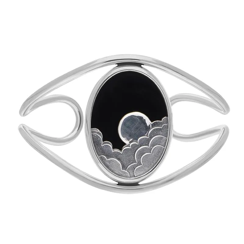 Sterling Silver Whitby Jet Gothic Moon and Cloud Cuff Bangle sold by Jura Watches product image thumbnail 2