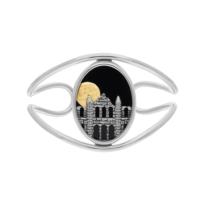 Sterling Silver and Yellow Gold Plated Whitby Jet Moon and Abbey Cuff Bangle sold by Jura Watches product image thumbnail 2