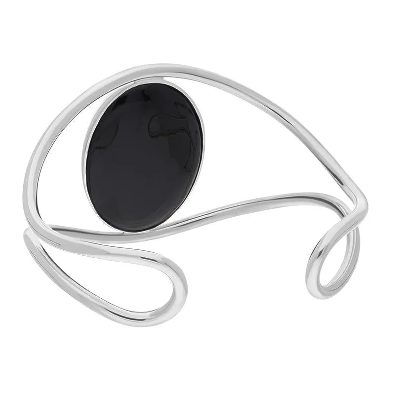 Sterling Silver Whitby Jet Gothic Moon and Abbey Cuff Bangle sold by Jura Watches product image thumbnail 3